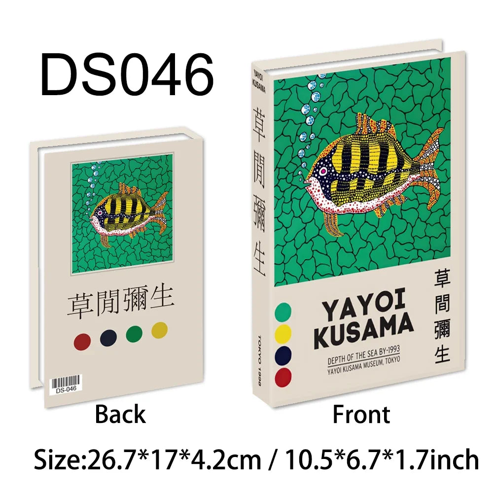 Book with a colorful fish illustration on the cover, featuring Yayoi Kusama's artwork.