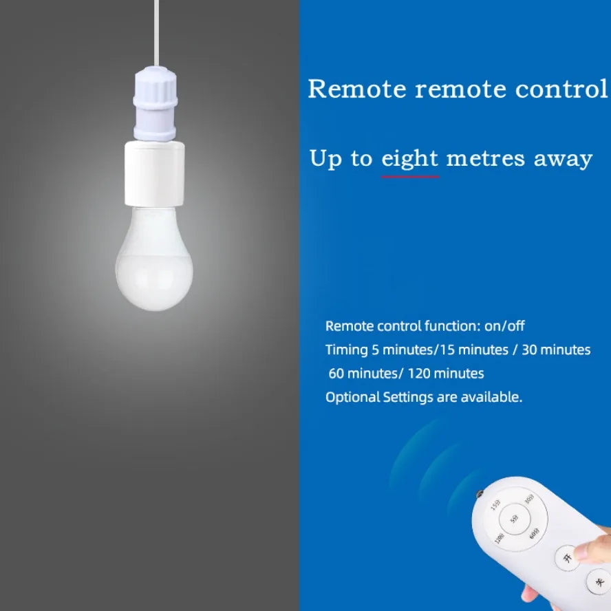 Light bulb with remote control on a gray and blue background