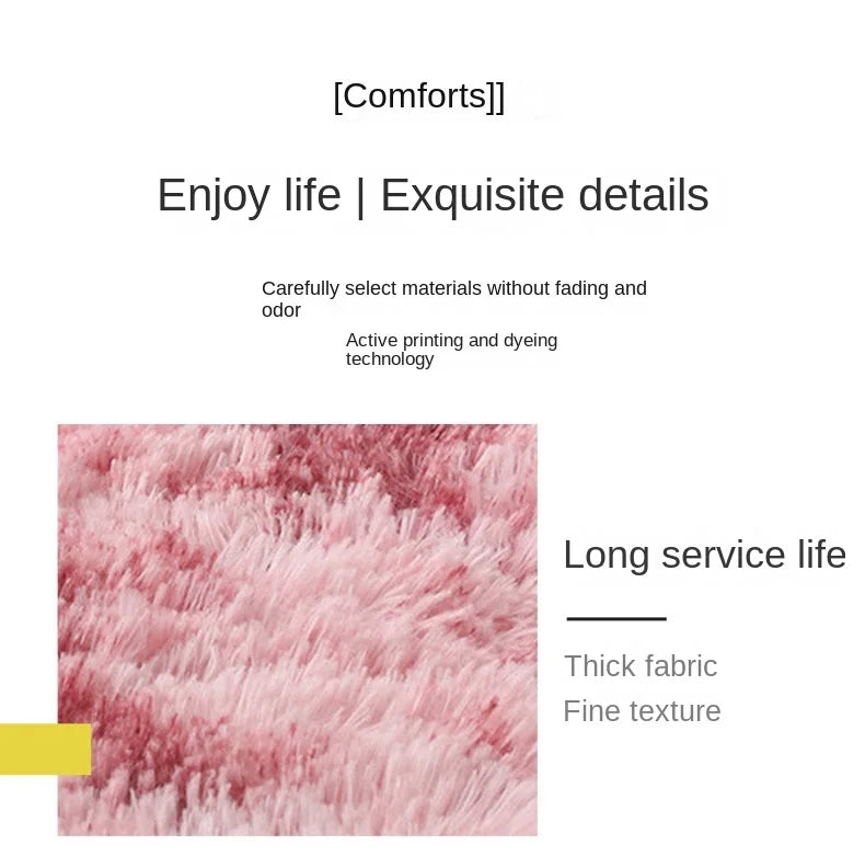 Text about comfort features with a pink fabric texture sample on a white background