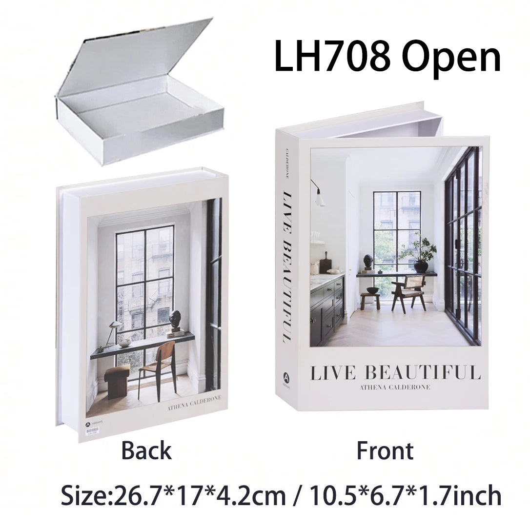 White book or box with 'Live Beautiful' design, open and closed views shown.