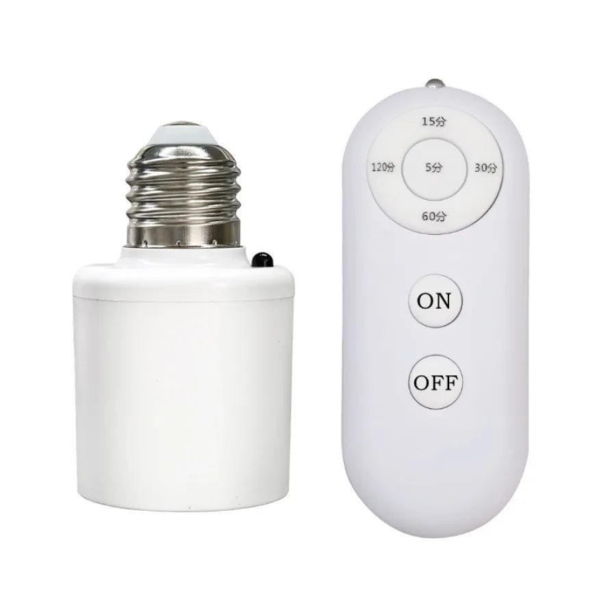Light bulb adapter with remote control on a white background