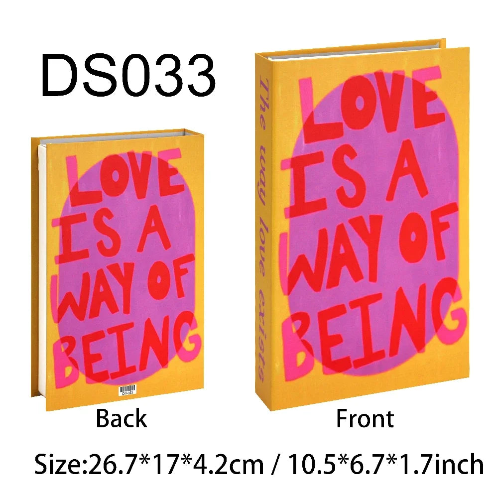 Book with 'Love is a Way of Being' text on a yellow and pink background