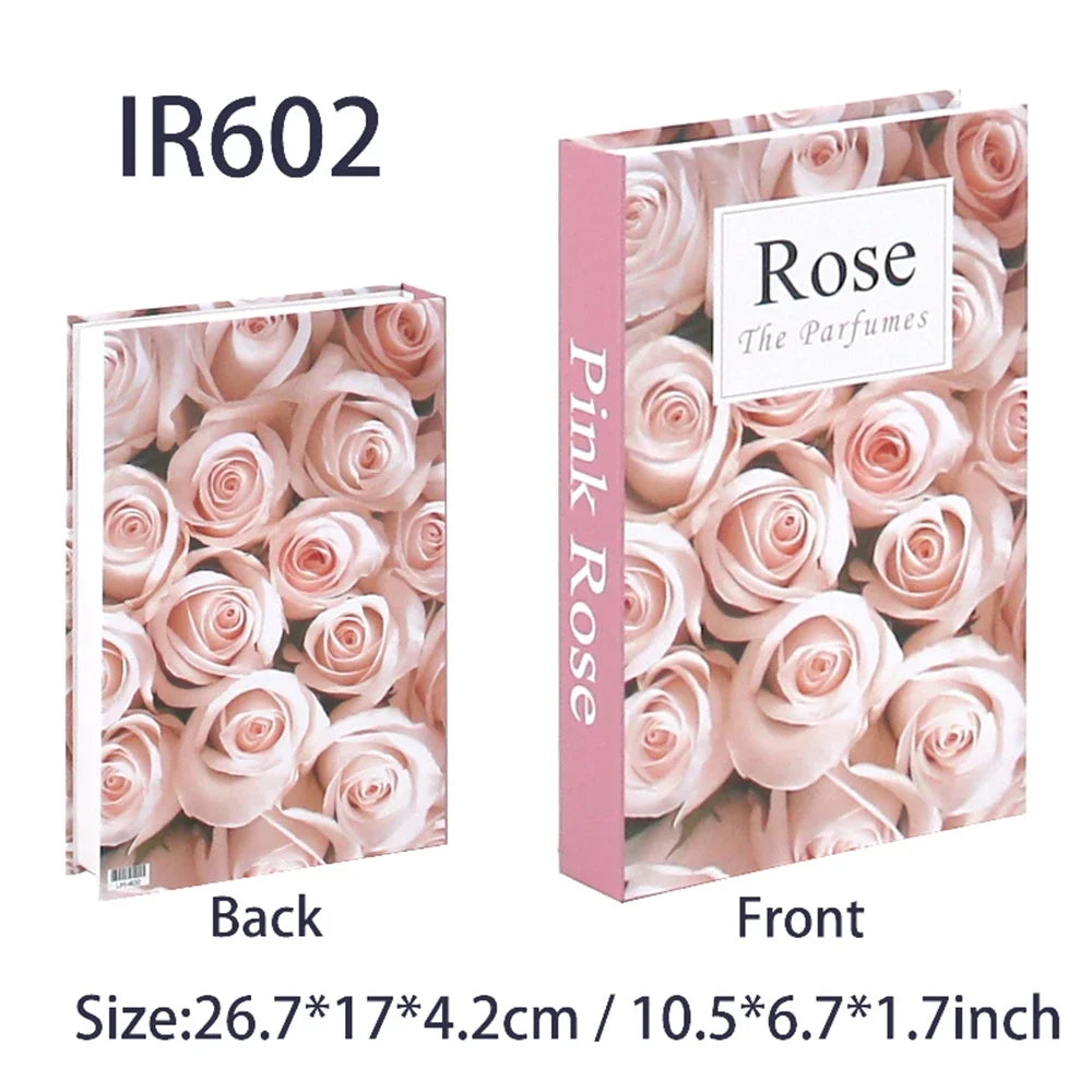 Pink rose-themed product packaging with 'Rose The Parfumes' branding on a white background.