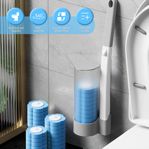 Disposable Toilet Brush Long Handle Wall-mounted Wc Cleaning Tool Kit with Replaceable Brush Head Bathroom Accessories