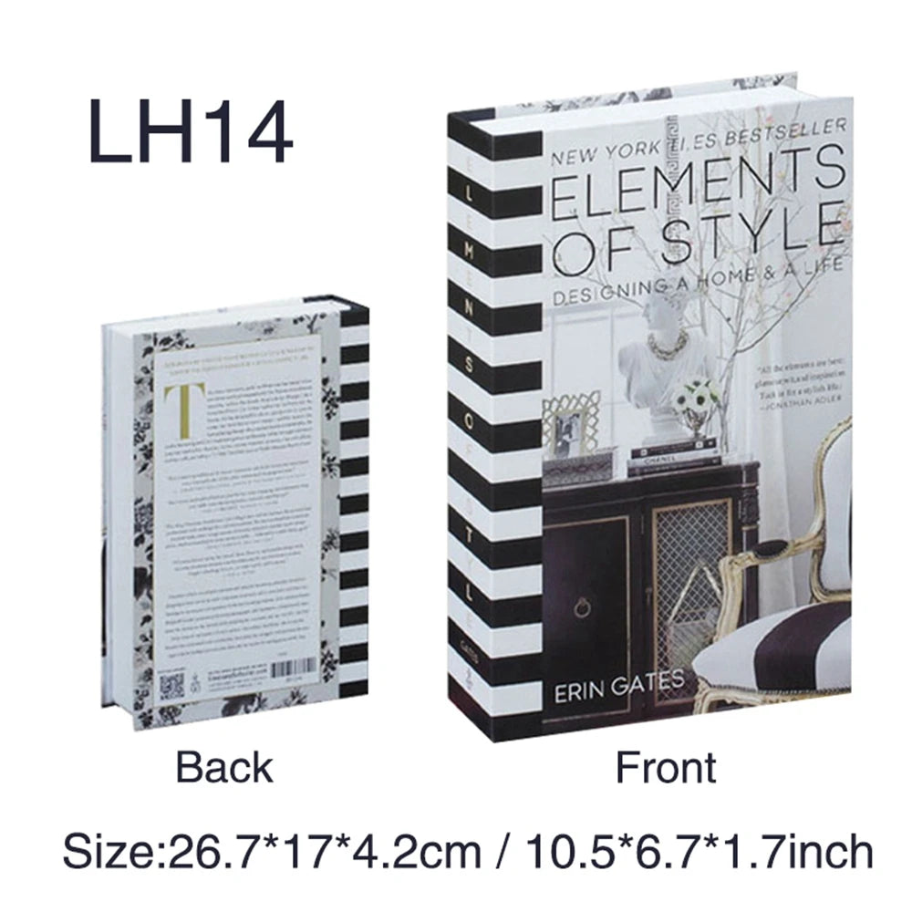 Book with black and white striped design on cover and back, featuring text and images.