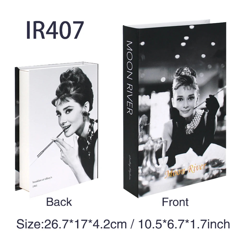 Product packaging with black and white images of a woman, labeled 'Moon River', on a white background.
