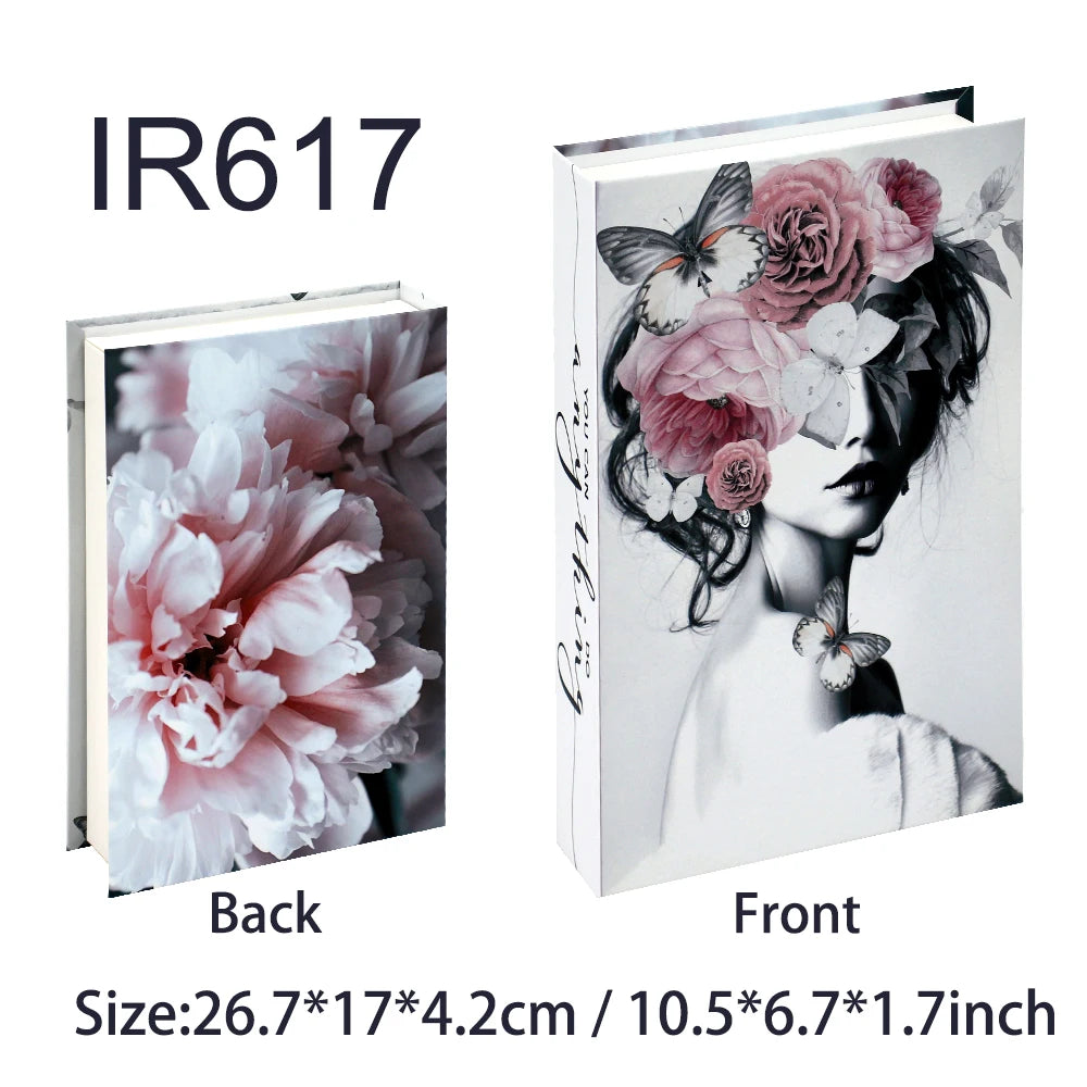 Product packaging with floral and artistic design, showing front and back views.
