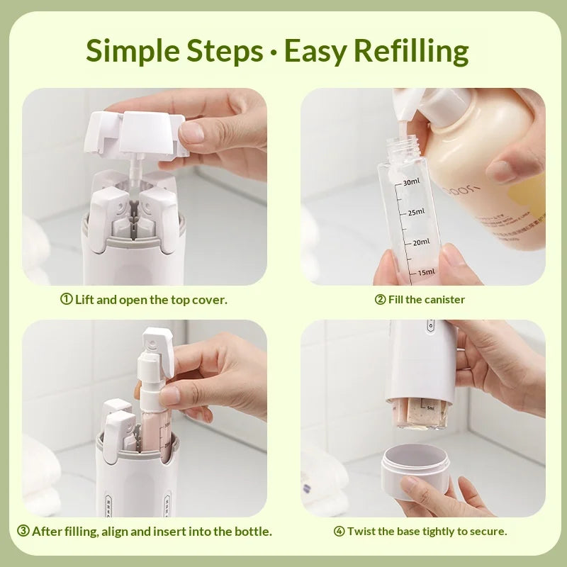 Step-by-step guide on how to refill a product with a canister.