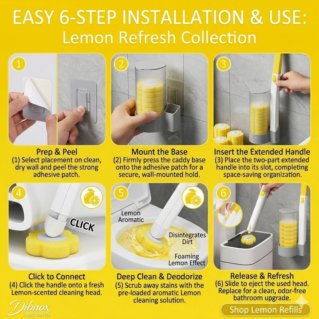 Step-by-step installation and use guide for Lemon Refresh Collection cleaning device.