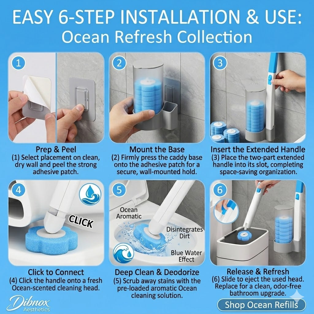 Step-by-step installation and use guide for Ocean Refresh Collection cleaning system.